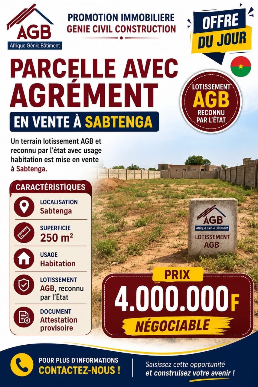 TERRAIN EN VENTE À SABTENGA